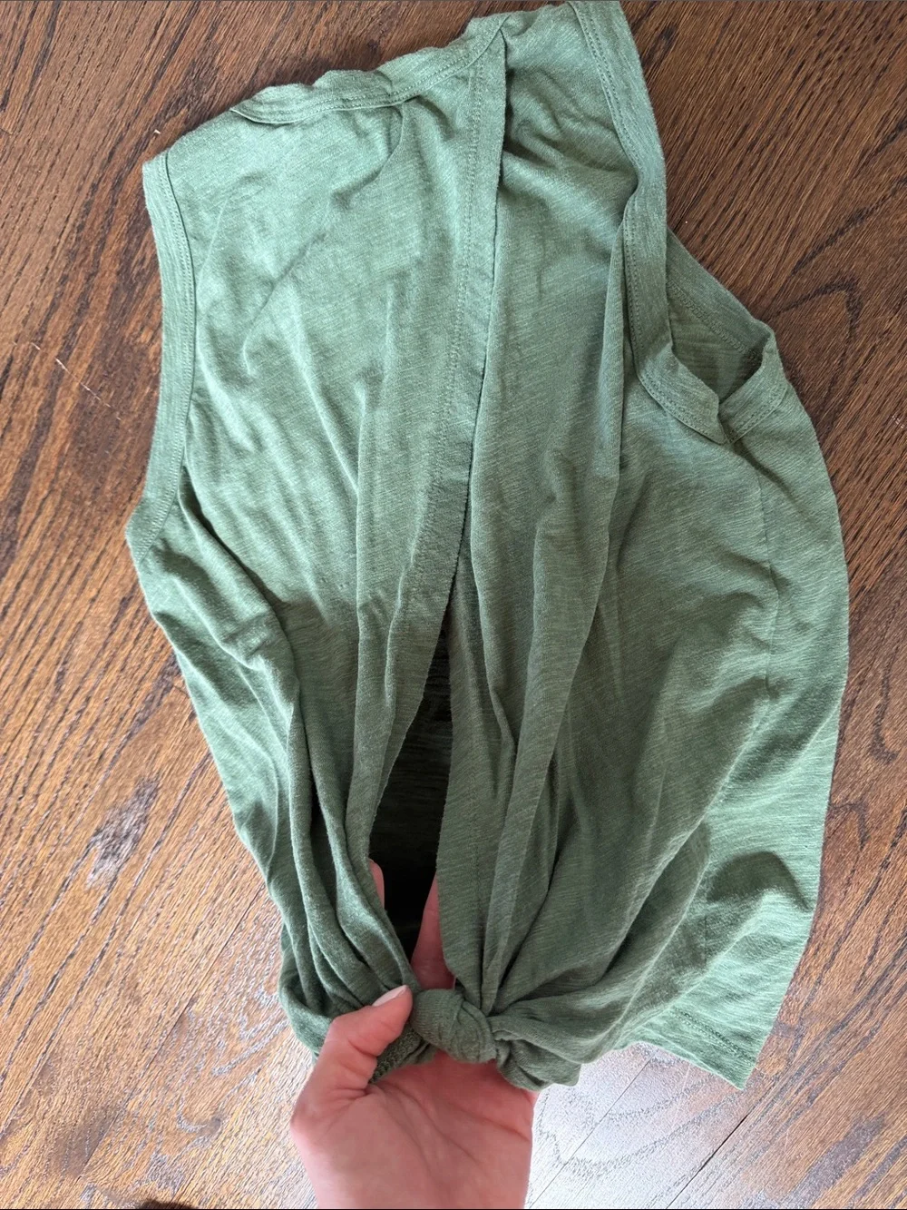 J crew Women’s Sleeveless Tank Top with open knot back - Olive Green